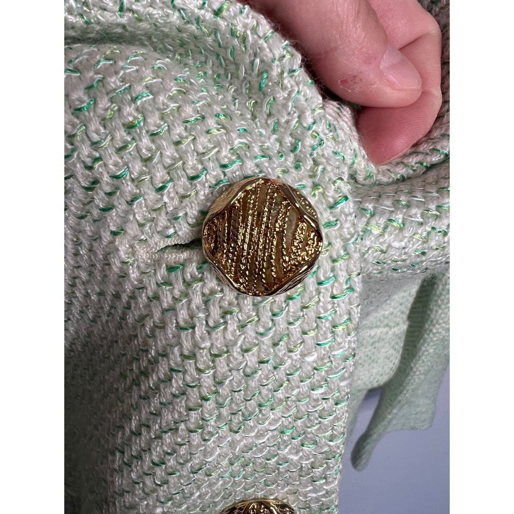 NWT St. John Skirt Suit Women's 14‎ Sage Green Tweed Knit Blazer $2390 Luxury - Picture 14 of 16
